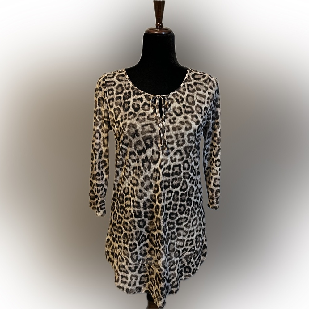 Chico’s Leopard Print Semi-Sheer Women's Top size S